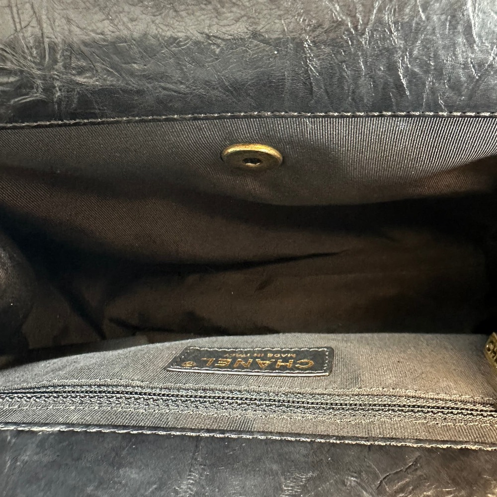 Chanel Frame Shoulder Bag CC Distressed Quilted Leather Black/Gold Thick Chain - Picture 15 of 16